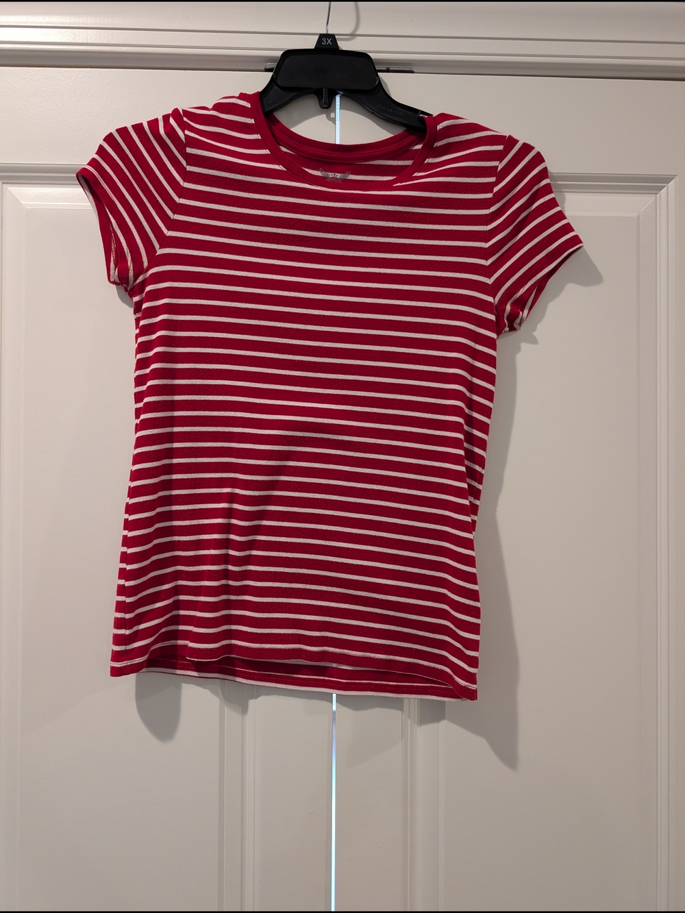 Women’s Red & White Striped Short-Sleeve Tee